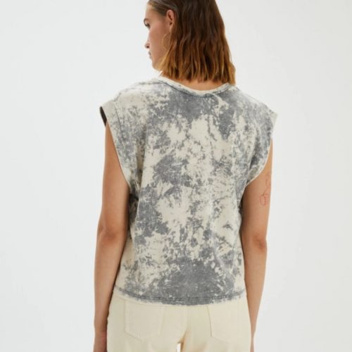 Camiseta sin mangas con efecto desgastado en gris