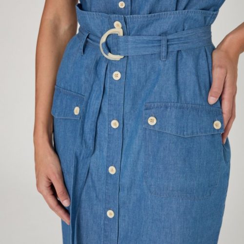 Falda midi con cintura paper bag y cinturón al tono de la marca Designers Society